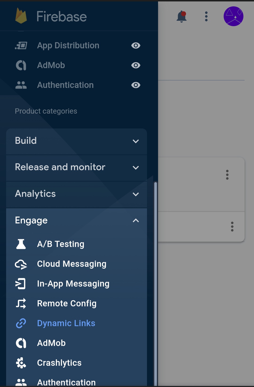 Firebase sidebar